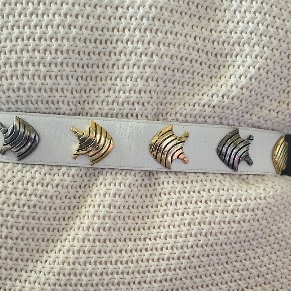 VTG Two-tone mixed-metal leather stud belt by Bijoux Medici signed J.Blumenthal main image 14